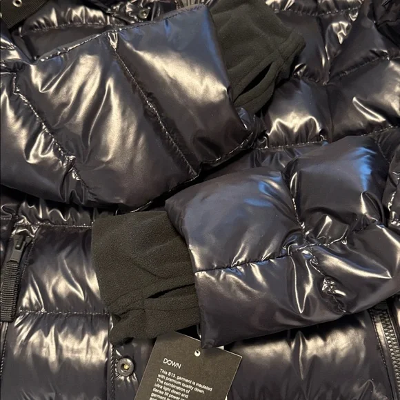 S13 NEW YORK ~ XL Chelsea High-Shine Faux-Fur-Trim Hooded Down Puffer Coat - Picture 5 of 12